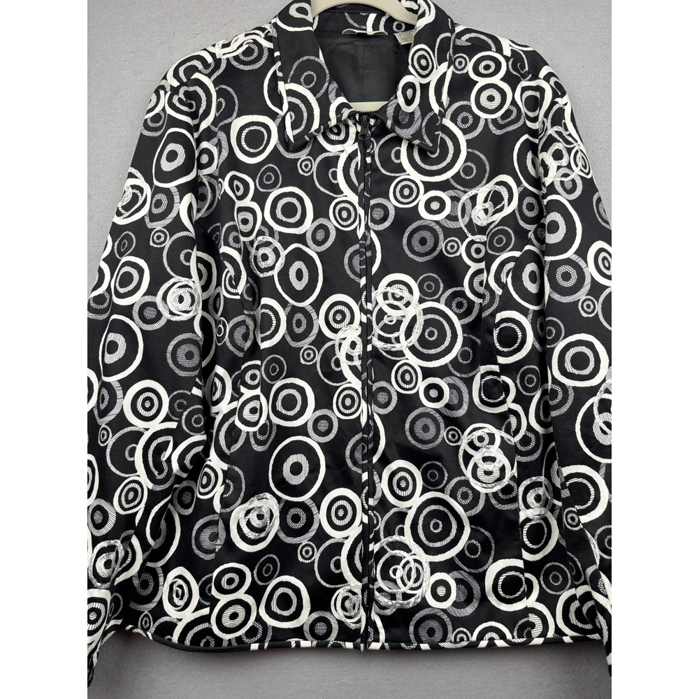 Laura‎ Ashley Jacket Womens 2X Geometric Embroidered Zip Front Lined